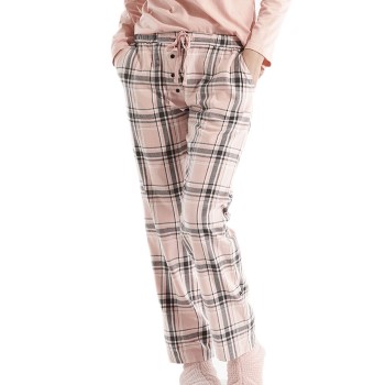 Damella Flannel Check Pants Rosa Mønster bomuld Large Dame