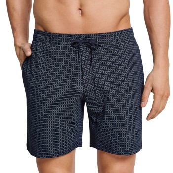 Schiesser Mix and Relax Jersey Long Boxer Blå Mønster bomuld Large Herre