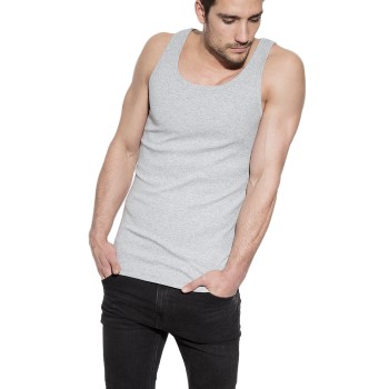 Bread and Boxers Tank Ribbed Grå økologisk bomuld Large Herre