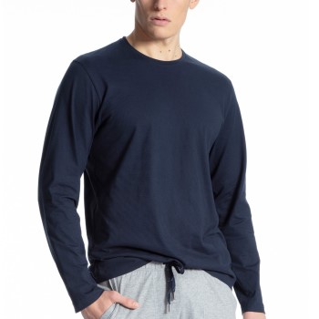 Calida Remix Basic Shirt Long Sleeve Mørkblå bomuld Large Herre