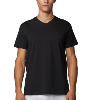 BOSS Relaxed Cotton Fit V-Neck T-shirt Sort bomuld Large Herre