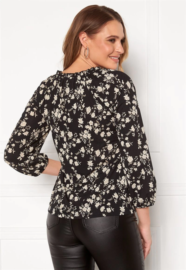 Mønstret bluse med smocksyning Alessi
