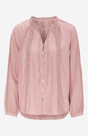 Vævet bluse med blonde