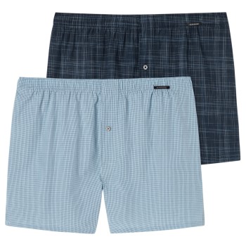 Schiesser 6P Essentials Boxer Shorts Blå Mønster bomuld Large Herre