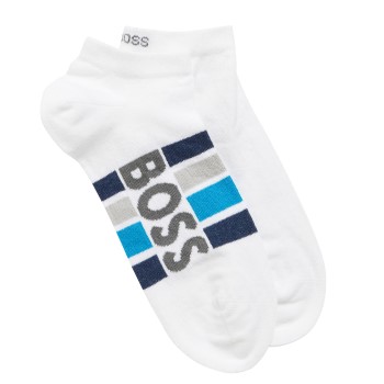 BOSS Stripe Cotton Ankle Socks Strømper 2P Hvid Str 39/42