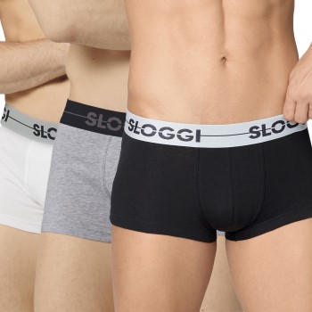 Sloggi 3P Men GO Hipster Sort/Grå bomuld Large Herre