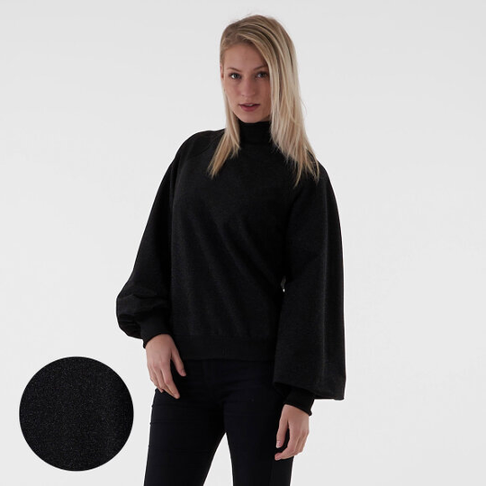 High neck balloon sleeve sweat