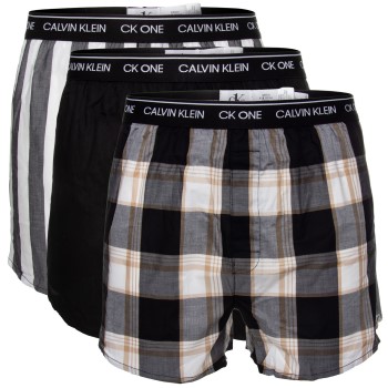 Calvin Klein 3P One Cotton Slim Fit Boxer Sort mønstret bomuld Large Herre