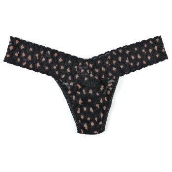 Hanky Panky Trusser Cross Dyed Leopard Low Rise Thong Sort mønstret nylon One Size Dame