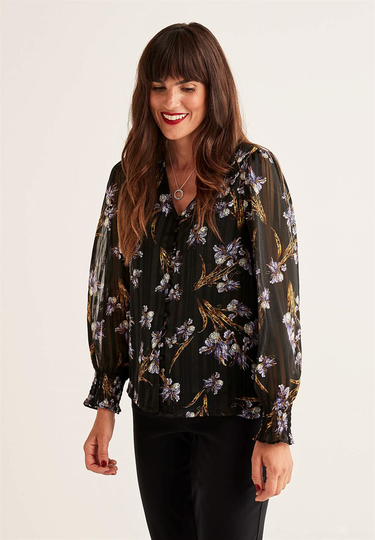 Mønstret bluse med knapper