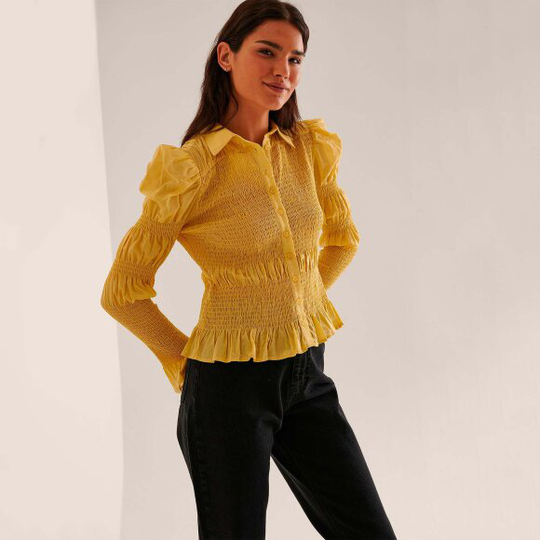 Smocked frill blouse