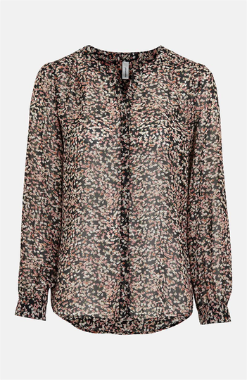 Mønstret chiffonbluse Ninea