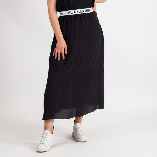 Logo elastic midi skirt