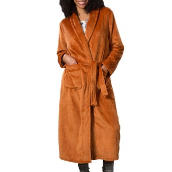 Trofe Silk Fleece Robe Long Sleeve Lysbrun polyester Large Dame