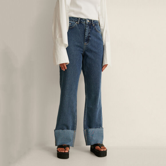Folded hem denim