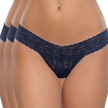 Hanky Panky Trusser 3P Low Rise Thong Marineblå nylon One Size Dame