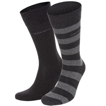 Hugo Boss Strømper 2P RS Block Stripe Socks Mørkgrå Str 39/42 Herre