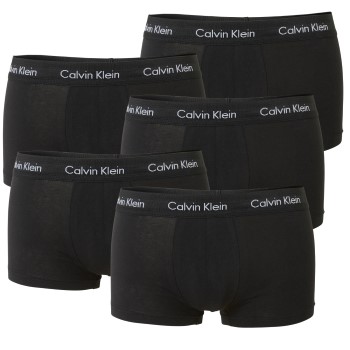 Calvin Klein 5P Cotton Stretch Solid Low Rise Trunks Sort bomuld Large Herre