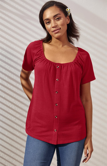 Kortærmet bluse med knapper