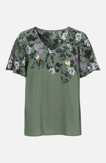 Blomstret bluse
