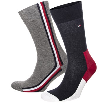 Tommy Hilfiger Strømper 2P Men Iconic Hidden Socks Grå/Blå Str 39/42 Herre