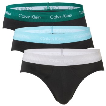 Calvin Klein 3P Cotton Stretch Hip Brief Sort/Sølv bomuld Large Herre