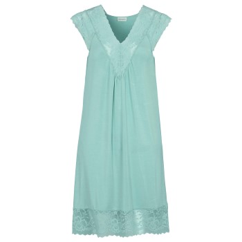 Damella Viscose Plain Sleeveless Nightdress Aqua viskose Medium Dame