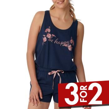 Triumph Lounge Me Cotton Pyjama Short Sleeve Set Mørkblå bomuld 36 Dame