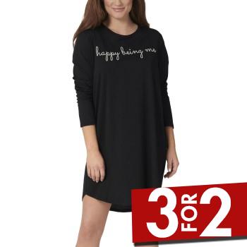 Triumph Lounge Me Cotton Nightdress Long Sleeve Sort bomuld 38 Dame
