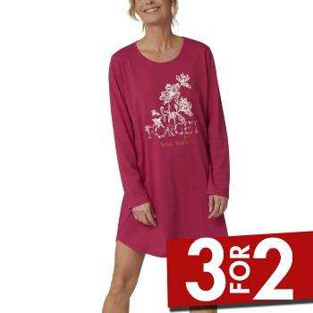 Triumph Lounge Me Cotton Nightdress Long Sleeve Hindbærrød bomuld 38 Dame