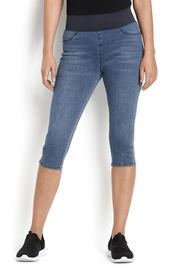 Denimcapri med elastisk talje Shantal