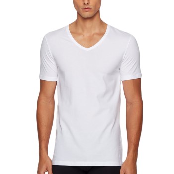 BOSS Cotton Stretch Slim Fit V-Neck T-shirt Hvid bomuld Small Herre