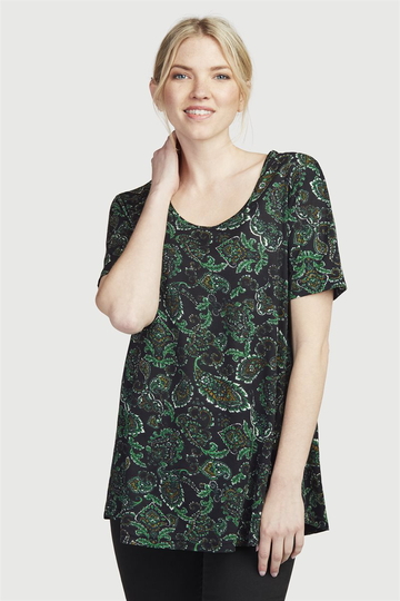 Kortærmet jerseybluse med A-facon