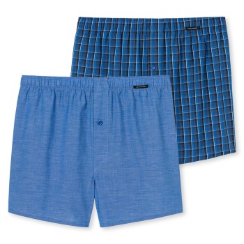 Schiesser 2P Essentials Boxer Shorts Blå bomuld Large Herre