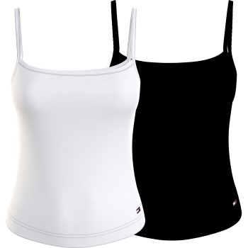 Tommy Hilfiger 2P Cami Spaghetti Top Sort/Hvid økologisk bomuld Medium Dame