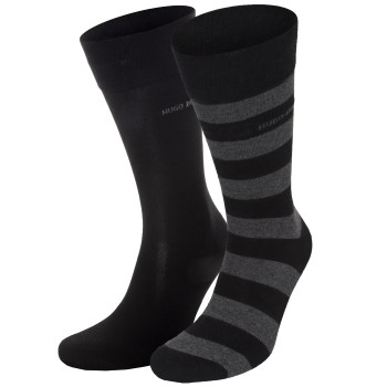 Hugo Boss Strømper 2P RS Block Stripe Socks Sort Str 39/42 Herre
