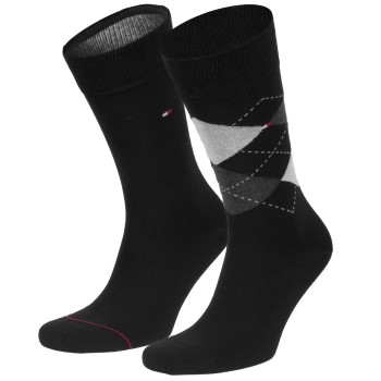 Tommy Hilfiger Strømper 2P Men Sock Check Sort Str 47/48 Herre