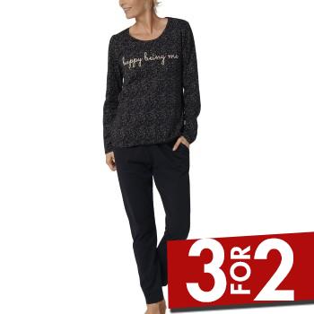 Triumph Lounge Me Cotton Pyjama Set Sort bomuld 38 Dame