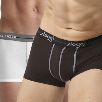 Sloggi 2P For Men Start Hip Sort/Hvid bomuld Large Herre