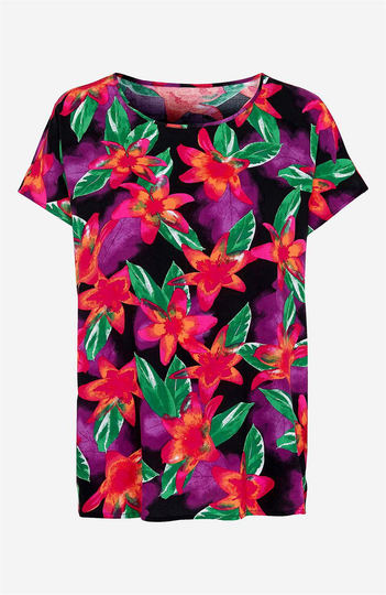 Blomstret bluse med kapærmer