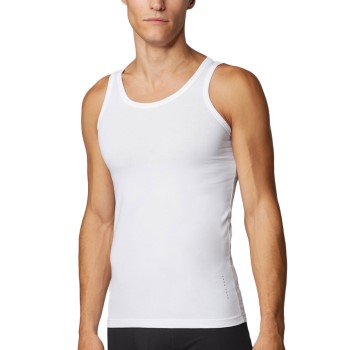 BOSS Cotton Stretch Slim Fit Sleeveless Shirt Hvid bomuld Large Herre