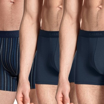 Calida 3P Natural Benefit Boxer Marine Stribet bomuld Large Herre