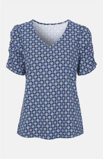 Jerseybluse med rynkedetalje