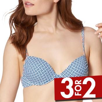 Triumph Mix and Match Padded Bikini Bra Blå/Hvid E 40 Dame