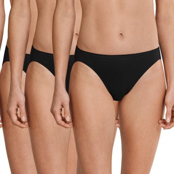 Schiesser Trusser 3P Essentials Cotton Rio Panties Sort bomuld 40 Dame