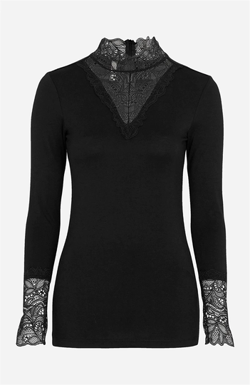 Jerseybluse med blondedetaljer Marica