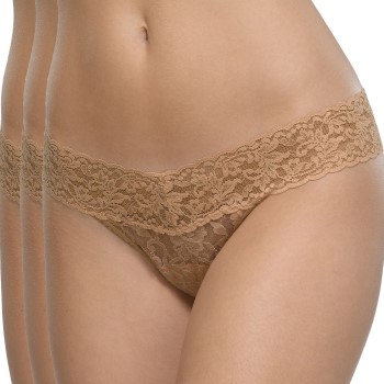 Hanky Panky Trusser 3P Low Rise Thong Brun nylon One Size Dame