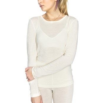 Damella Wool Long Sleeve Top Elfenben uld Large Dame