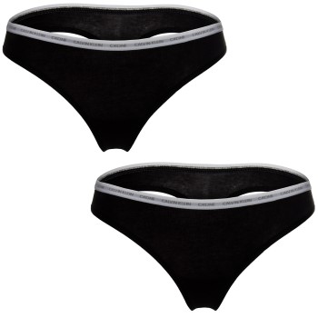 Calvin Klein Trusser 2P One Cotton Stretch Thong Sort bomuld Large Dame