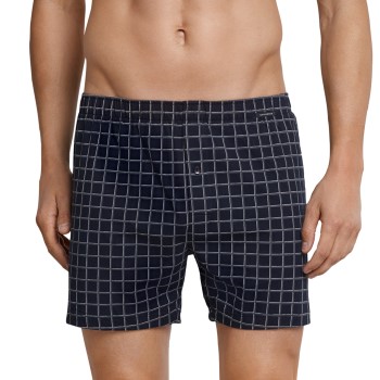 Schiesser Day and Night Check Boxershorts 3XL Mørkblå bomuld 3XL Herre
